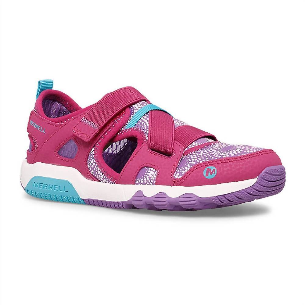 NEW MERRELL little kid's hydro free roam chroma sandals in fuchsia